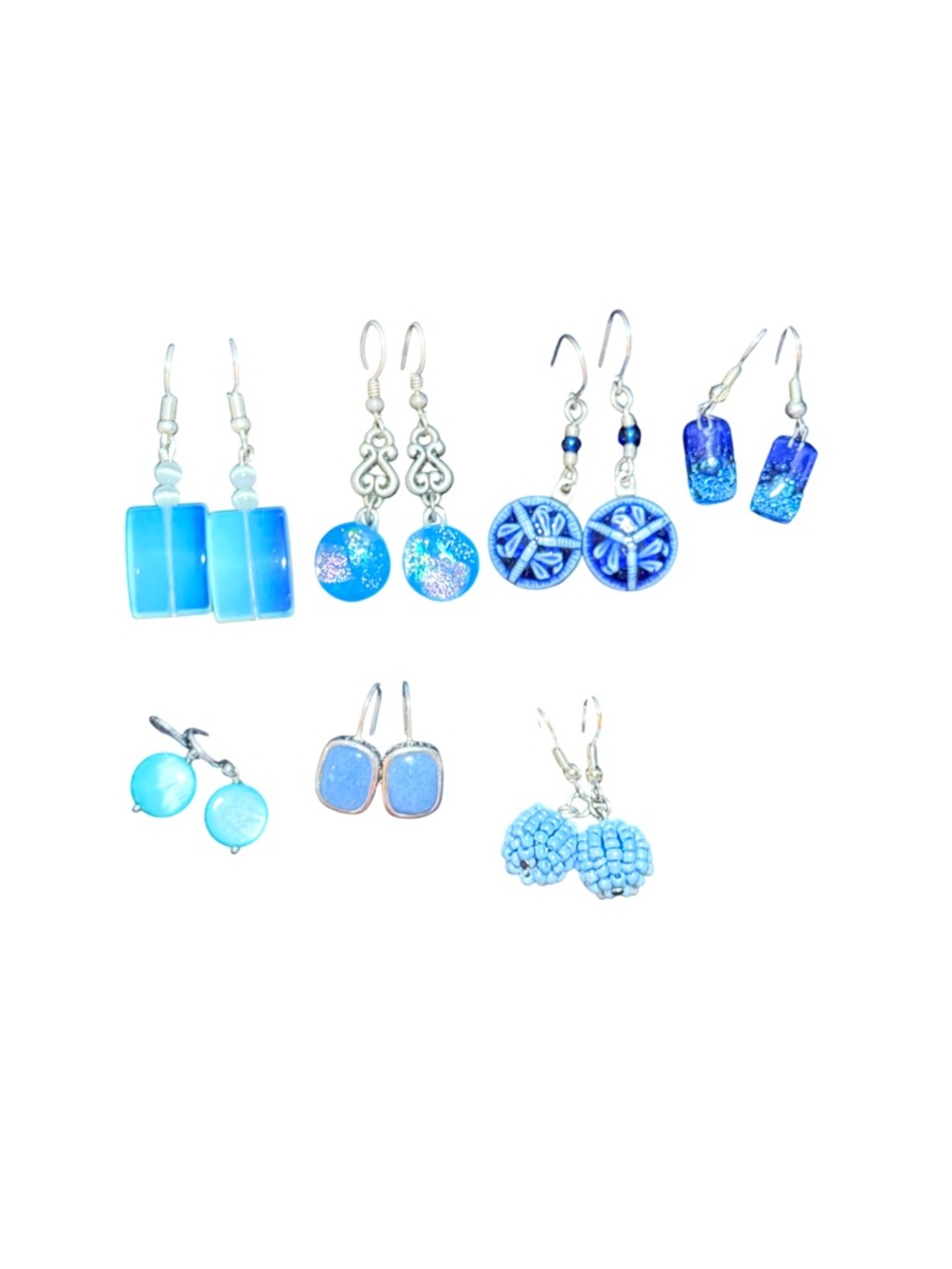Handmade Blue Glass Drop Earrings - Set of Assorted Styles